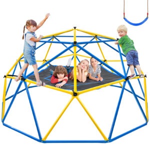 Jugader Upgraded 10FT Climbing Dome with Canopy and Swing, Dome Climber for Kids 3 - 10, Weight Capability 800LBS, Rust and UV Resistant Steel