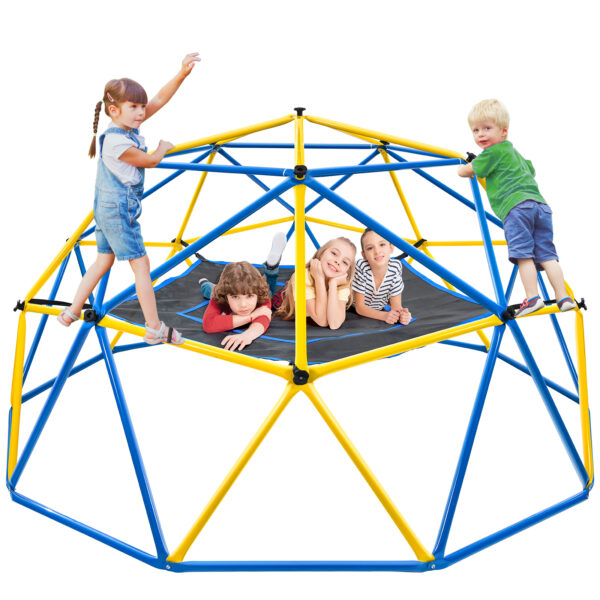 Jugader 10FT Climbing Dome with Upgraded Hammock, Jungle Gym for Kids 3 to 10 Backyard - Rust & UV Resistant Steel, Supporting 800LBS Outdoor Dome Climber