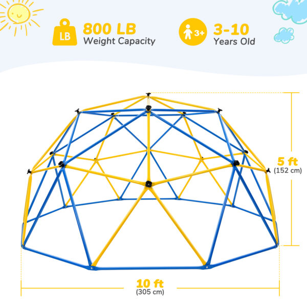 Jugader Upgraded 10FT Climbing Dome with Canopy and Swing, Dome Climber for Kids 3 - 10, Weight Capability 800LBS, Rust and UV Resistant Steel - Image 5