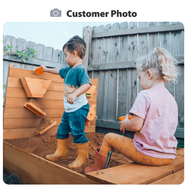 Jugader Sandbox with Cover, Sand Wall, Sand Box with Bench Lid for Kids Outdoor Backyard - Image 5