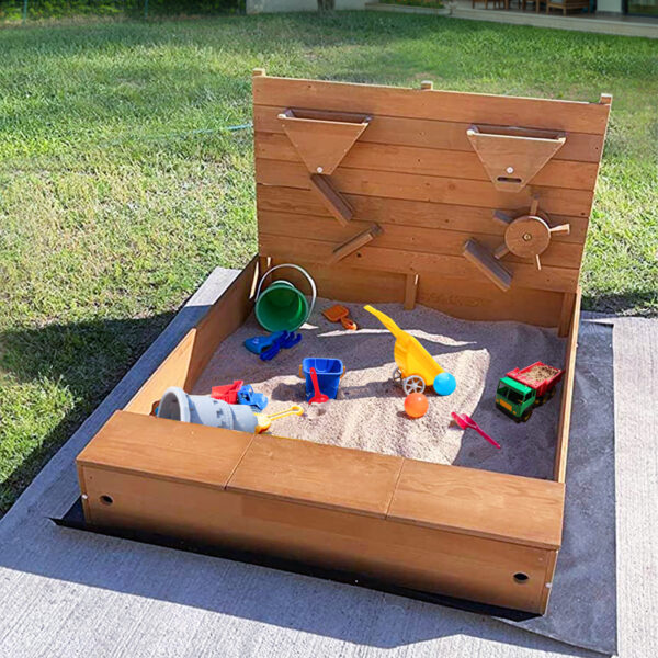 Jugader Sandbox with Cover, Sand Wall, Sand Box with Bench Lid for Kids Outdoor Backyard - Image 6