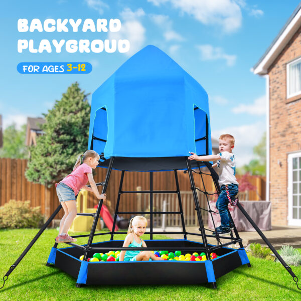 Jugader Upgraded Jungle Gym with Sandbox, Play Tent Monkey Bars for Kids Backyard Outdoor - Image 2